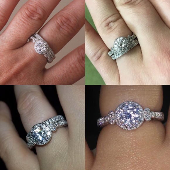 💍Wedding Royal Sterling Sliver Cz Ring Set,5-10